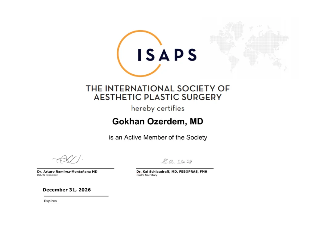 Dr Gökhan Özerdem ISAPS üyeliği